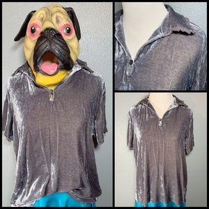 Lovely, J. JILL, velvet, lacy collar blouse!!